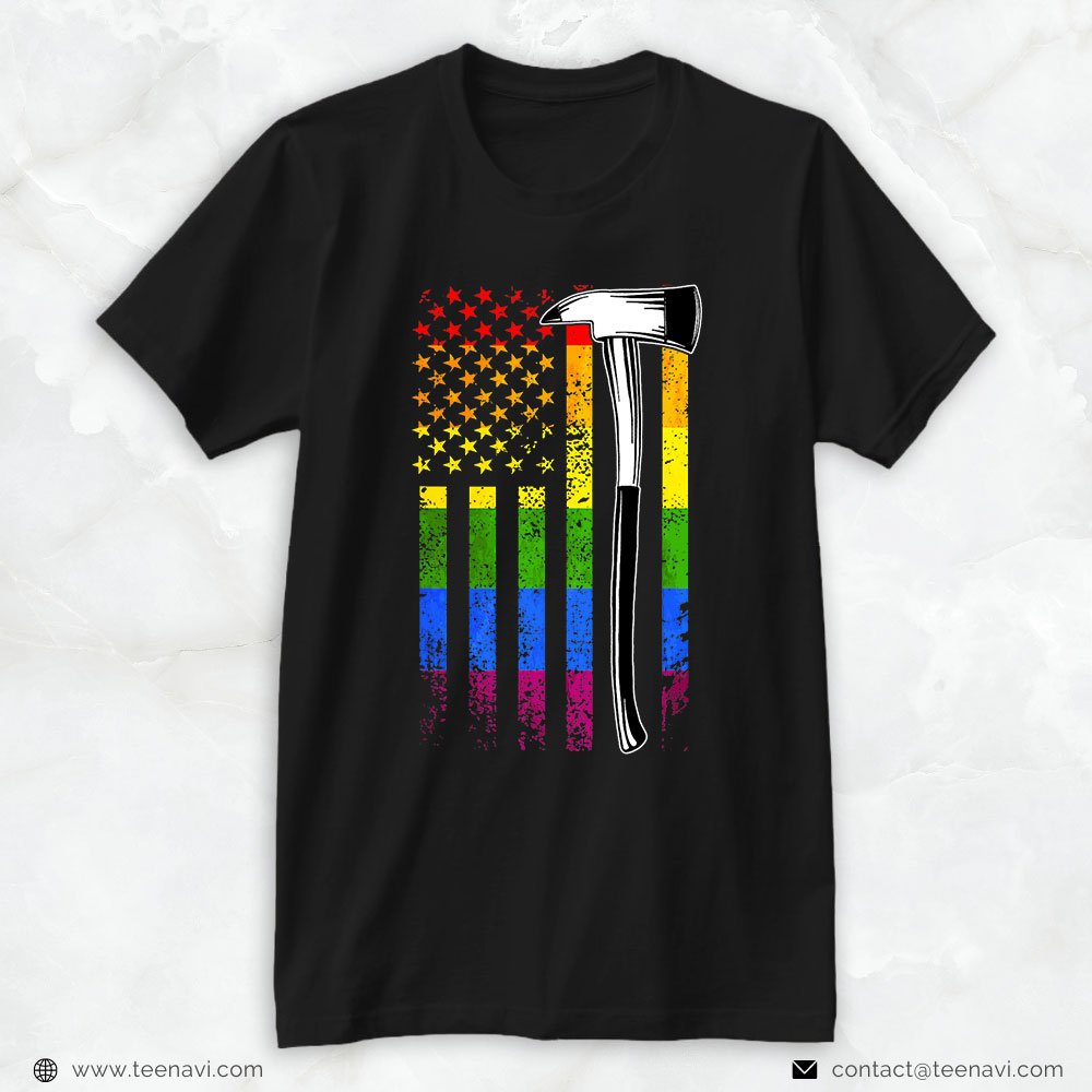 Firefighter LGBT Pride Axe Shirt, Proud To Be A Firefighter