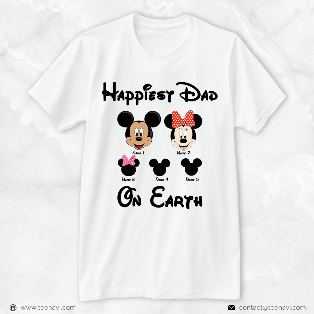 Disney Dad Shirt, Personalized Name Happiest Dad On Earth