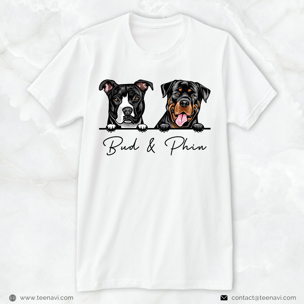 Dog Dad Shirt, Personalized Name Boston Terrier And Rottweiler