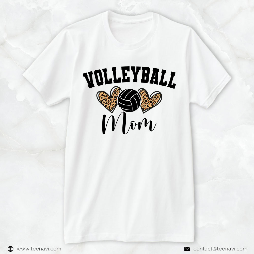 Volleyball Mom Shirt, Volleyball Mom Leopard Heart