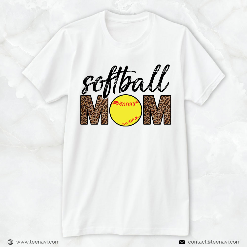 Softball Mom Shirt, Softball Mom Leopard