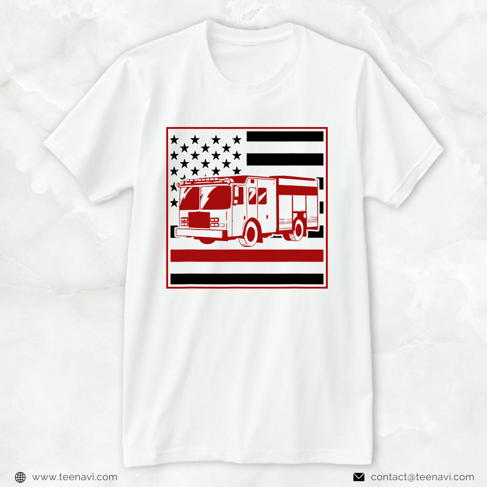 Firefighter American Shirt, Fire Truck for Firemen