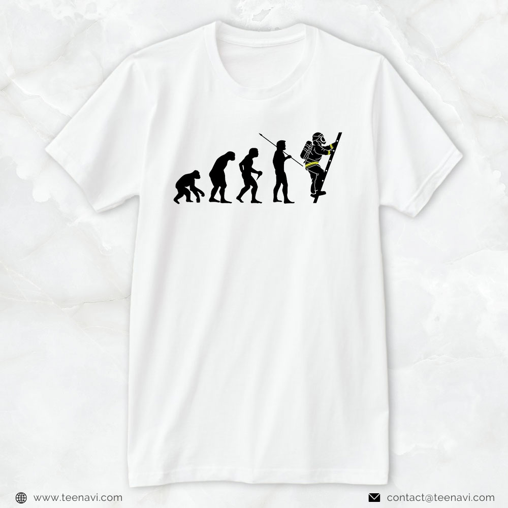 Firefighter Shirt, Human Evolution From Ape To Fireman