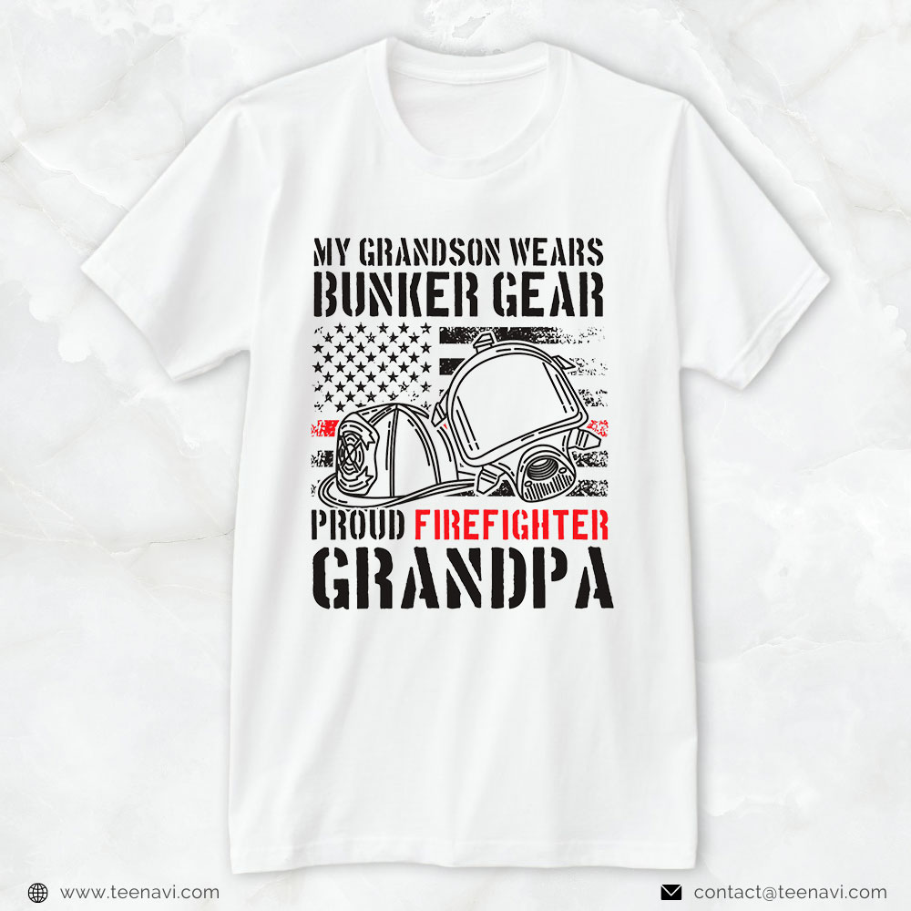 Firefighter Grandpa American Shirt, My Grandson Wears Bunker Gear