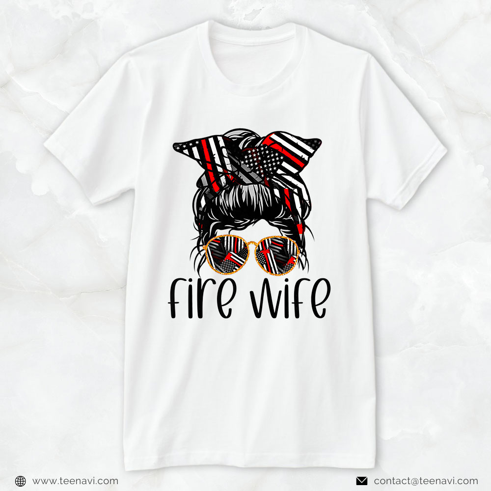 Firefighter Wife Shirt, Fire Wife With Headband And Glasses