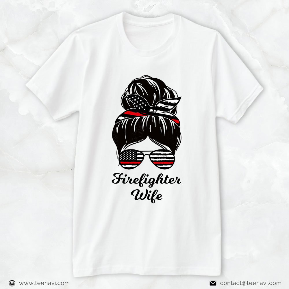 Firefighter Wife Shirt, Firefighter Wife Wearing Headband And Glasses