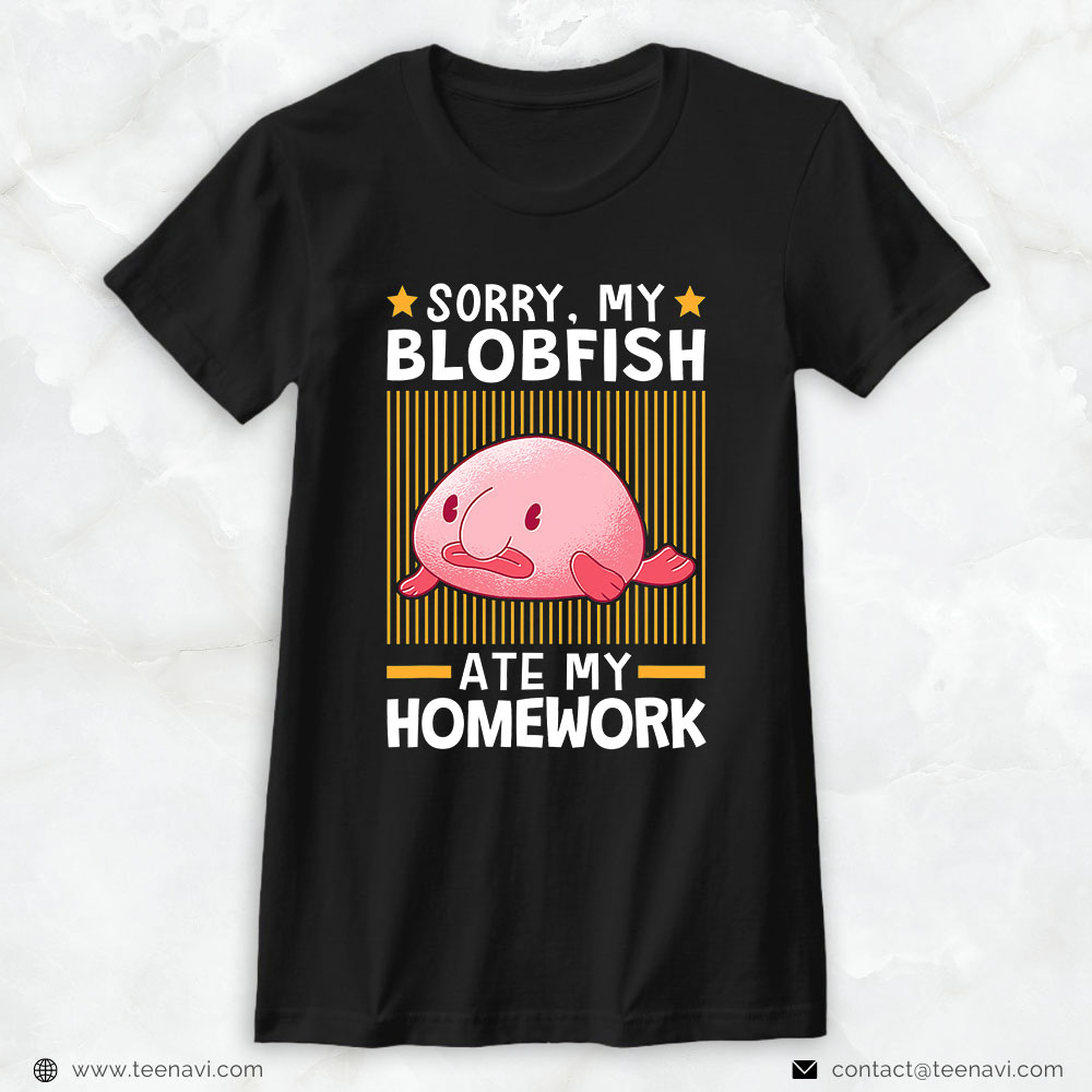 Funny Fishing Shirt, Blobfish Ate My Homework Meme Ugly Blob Fish
