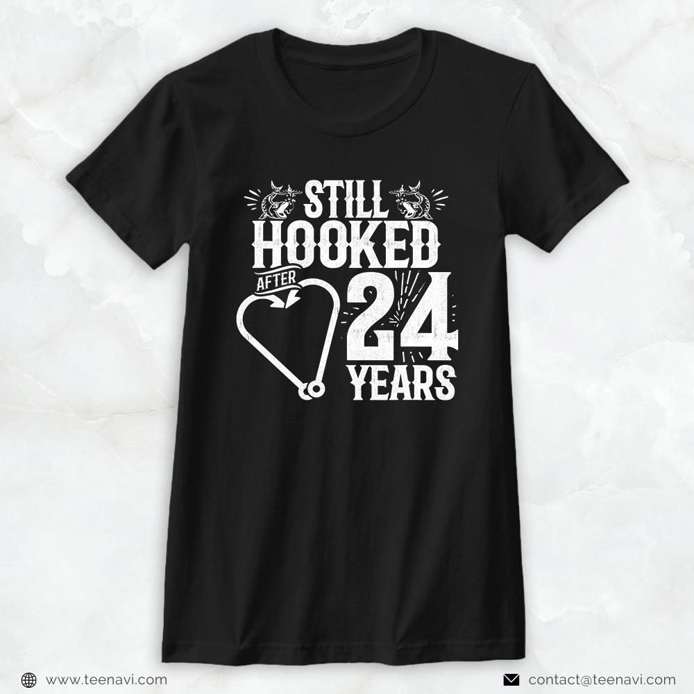 Fish Shirt, Married 24 Years Fishing Couple 24th Wedding Anniversary