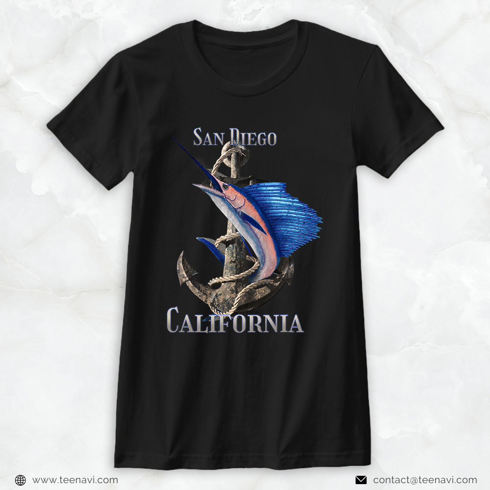 Cool Fishing Shirt, San Diego California Swordfish Marlin Ocean Fishing