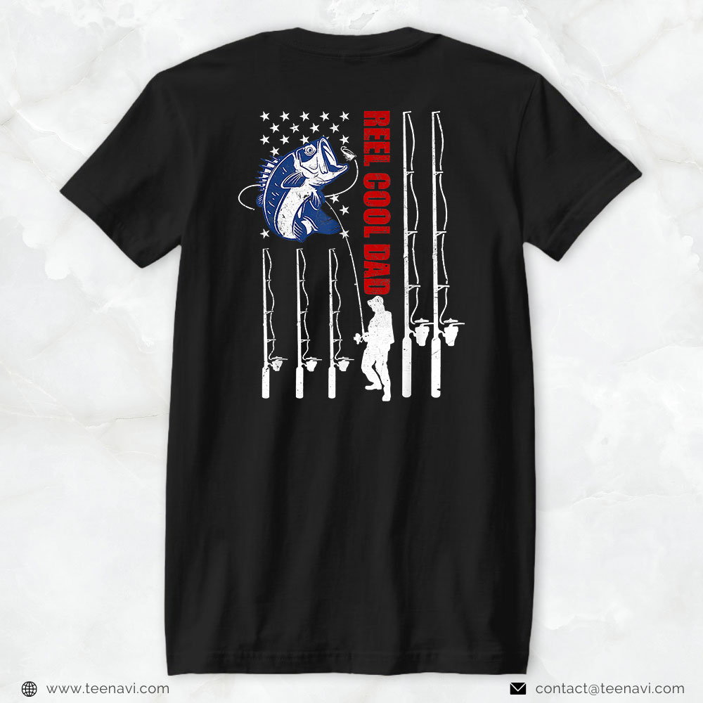 Fish Shirt, Vintage Fishing Dad Usa Flag Reel Cool Dad Father's Day Gift