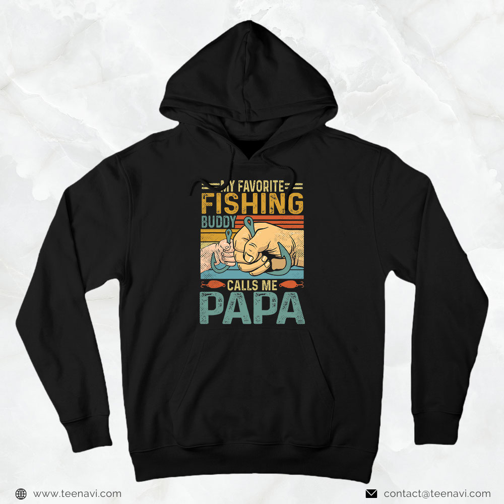 Cool Fishing Shirt, My Favorite Fishing Buddy Calls Me Papa Retro