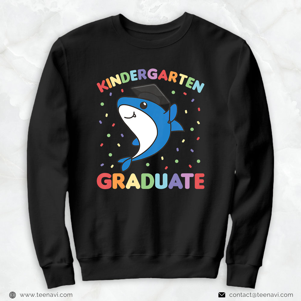 Funny Fishing Shirt, Kids Kids Kindergarten Graduate Shark Fish Graduation