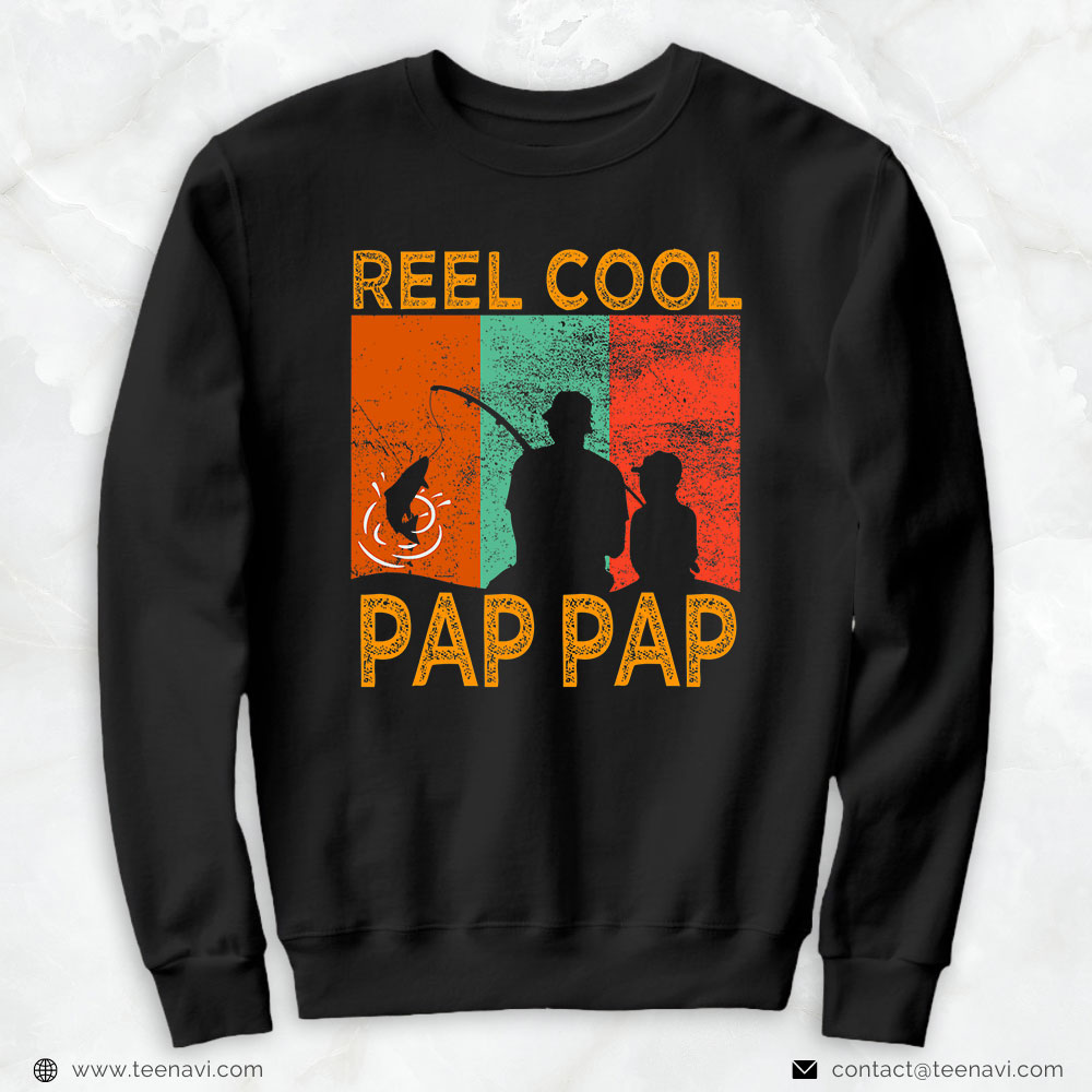 Cool Fishing Shirt, Reel Cool Pap Pap Fishing Daddy Vintage Grandpa Fathers Day