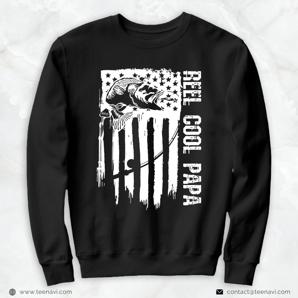 Cool Fishing Shirt, Reel Cool Papa Fishing Patriotic American Flag Usa
