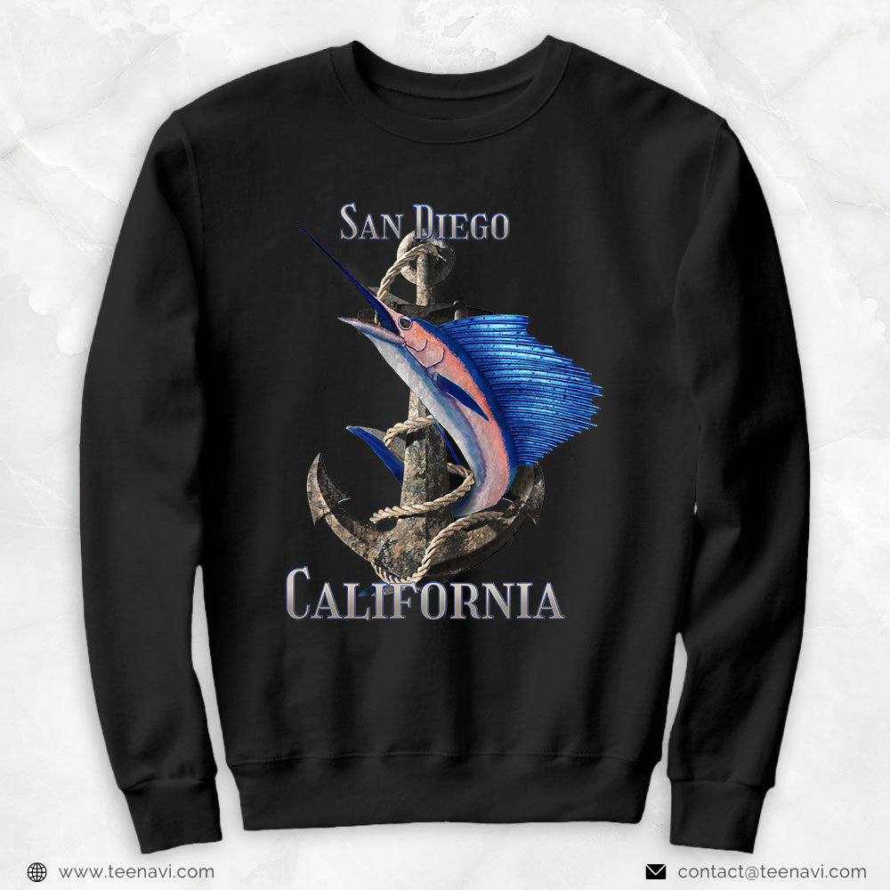 Cool Fishing Shirt, San Diego California Swordfish Marlin Ocean Fishing