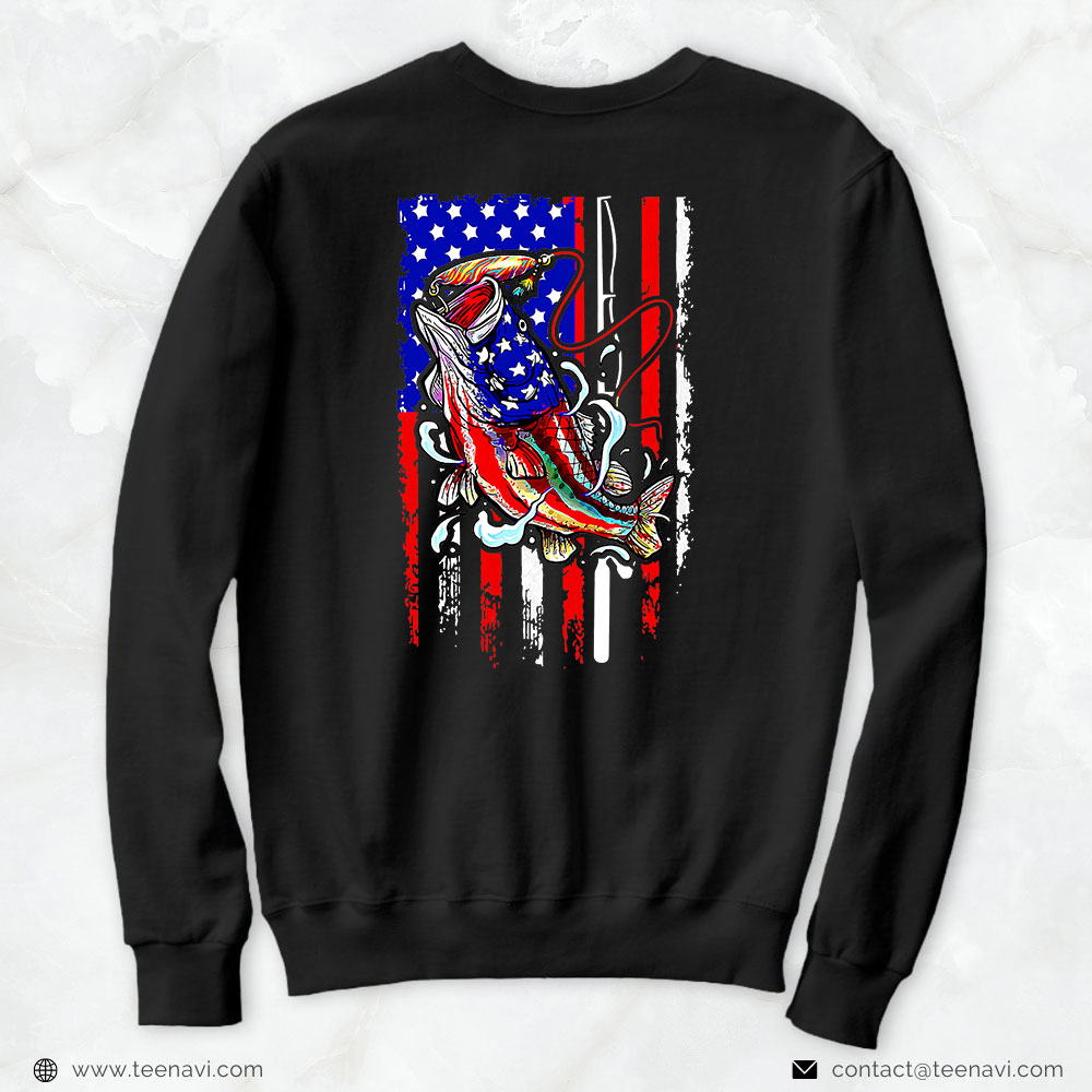 Funny Fishing Shirt, Vintage American Flag Fishing Lover 4th Of July Patriotic