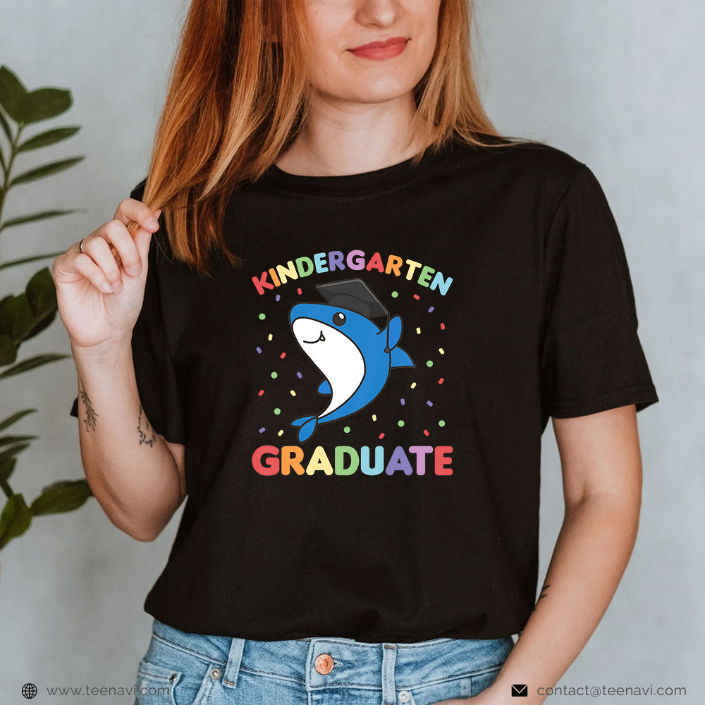 Funny Fishing Shirt, Kids Kids Kindergarten Graduate Shark Fish Graduation