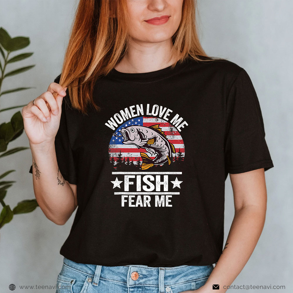 Funny Fishing Shirt, Love Me Fish Fear Me Men Vintage Funny Bass Fishing