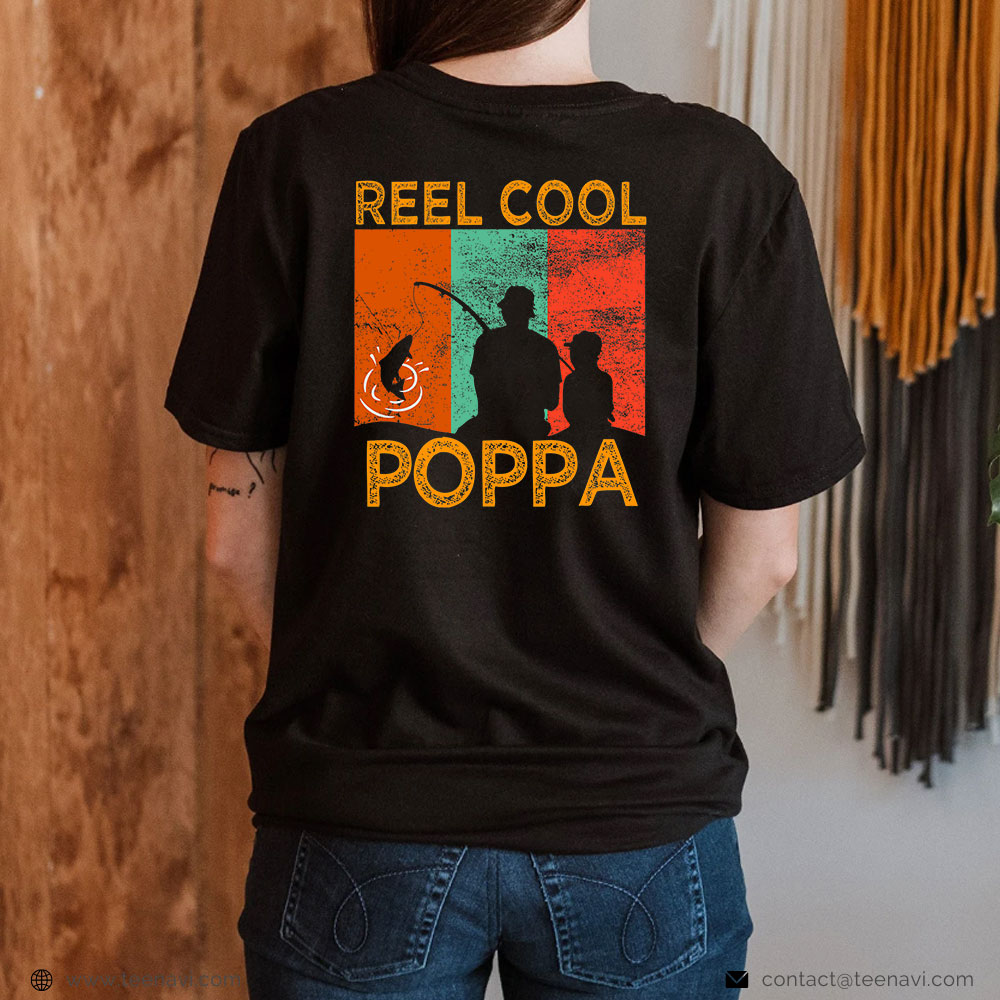 Cool Fishing Shirt, Reel Cool Poppa Fishing Daddy Vintage Grandpa Fathers Day