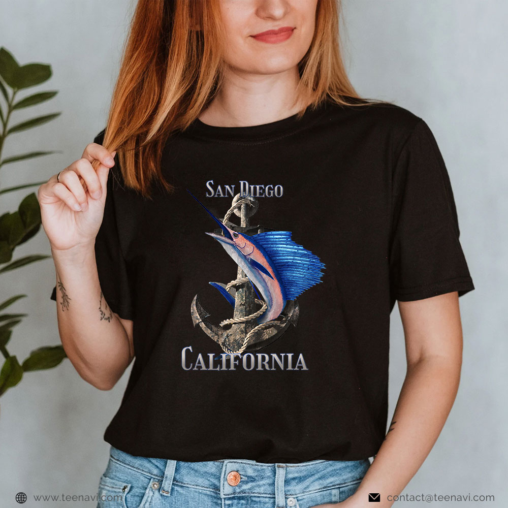 Cool Fishing Shirt, San Diego California Swordfish Marlin Ocean Fishing