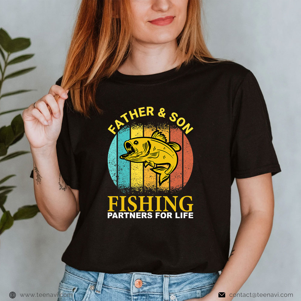  Funny Fishing Shirt, Vintage Father And Son Fishing Partners For Life Matching