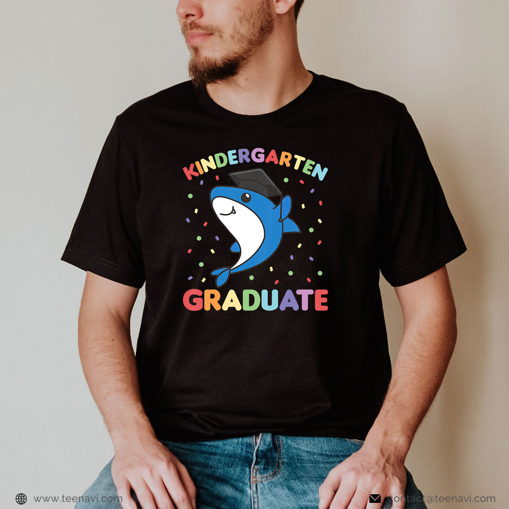  Funny Fishing Shirt, Kids Kids Kindergarten Graduate Shark Fish Graduation
