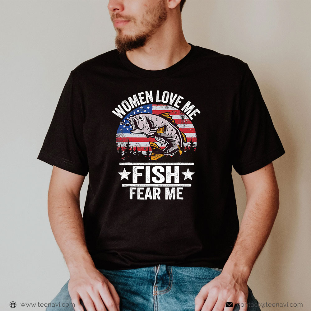 Funny Fishing Shirt, Love Me Fish Fear Me Men Vintage Funny Bass Fishing