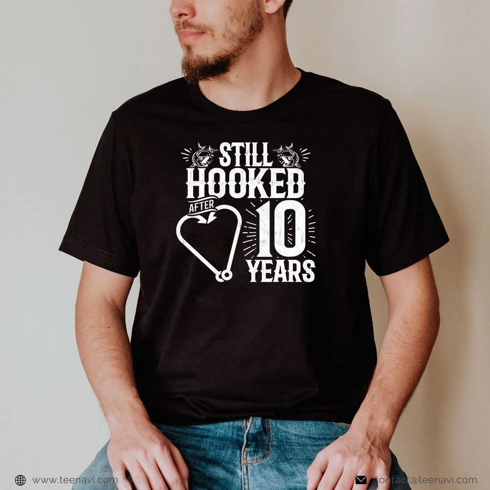 Fish Shirt, Married 10 Years Fishing Couple 10th Wedding Anniversary