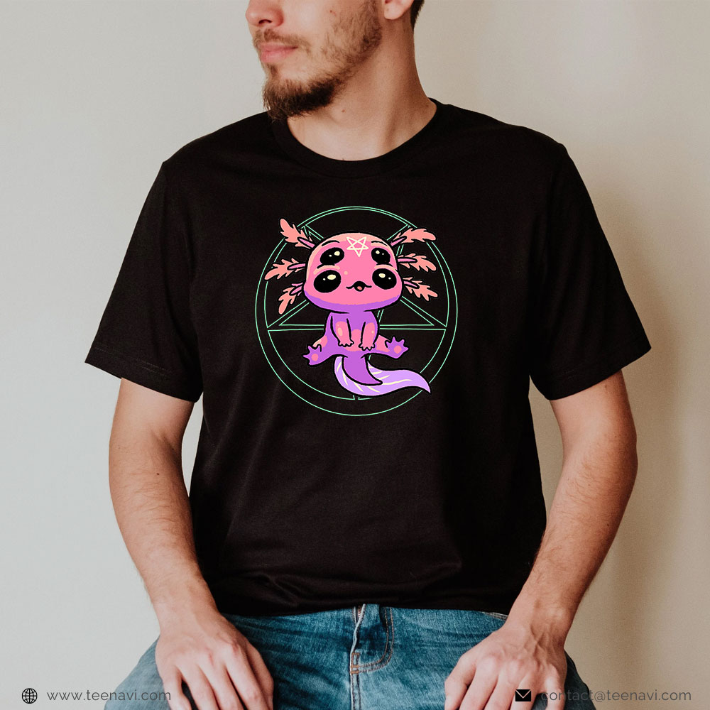 Funny Fishing Shirt, Pastel Goth Axolotl Pentagram Gothic Satanic Walking Fish