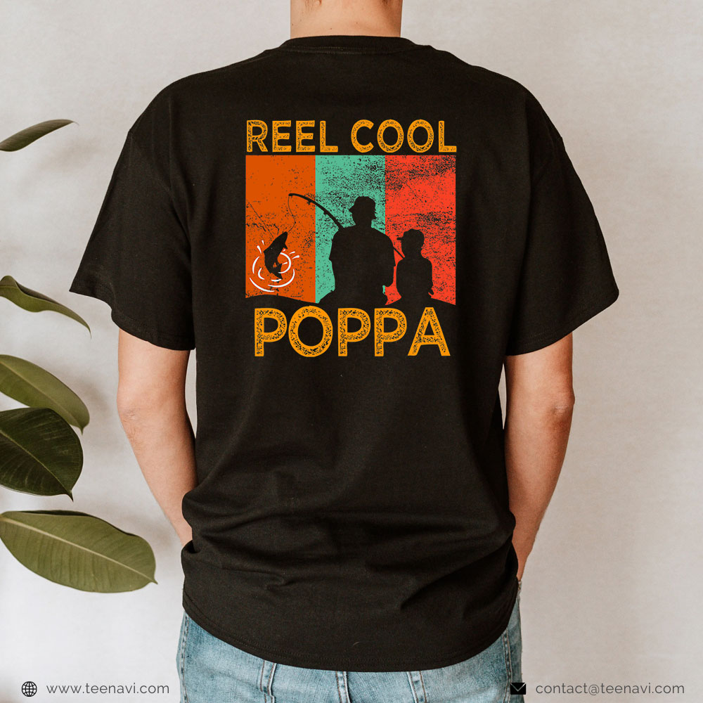 Cool Fishing Shirt, Reel Cool Poppa Fishing Daddy Vintage Grandpa Fathers Day