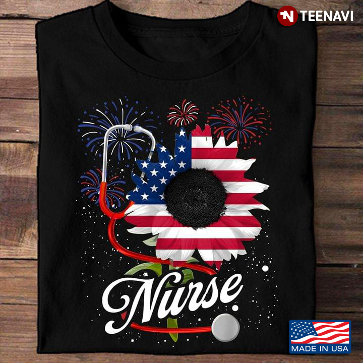 American Nurse Firework Daisy Stethoscope Shirt, Nurse