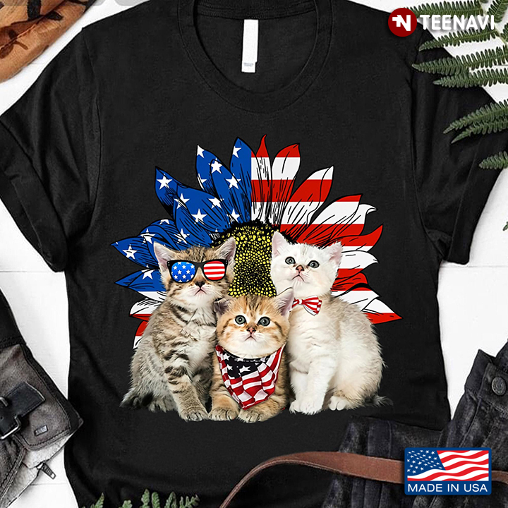 American Flag Cats Flowers Shirt, Fourth Of July