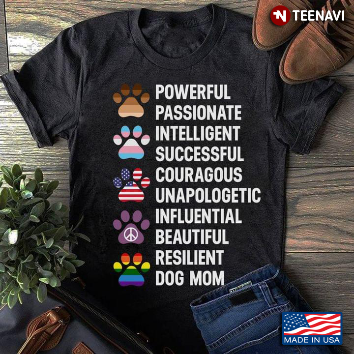 Dog Pawprints American Hippie LGBT Shirt, Powerful Dog Mom