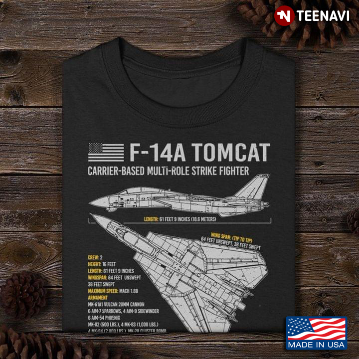 American Flag Plane Shirt, F-14A Tomcat Carrier-Based Multi-Role Strike Fighter