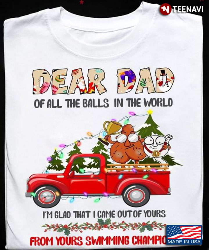 Red Truck Christmas Trees Shirt, Dear Dad Of All The Balls In The World