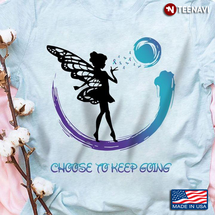 Angel Semicolon Teal & Purple Ribbons Shirt, Suicide Prevention Choose To Keep Going