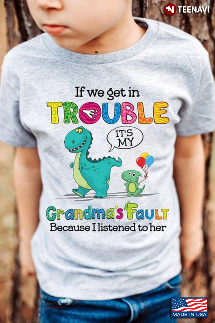 Dinosaurs Balloons Shirt, If We Get In Trouble It's My Grandma's Fault