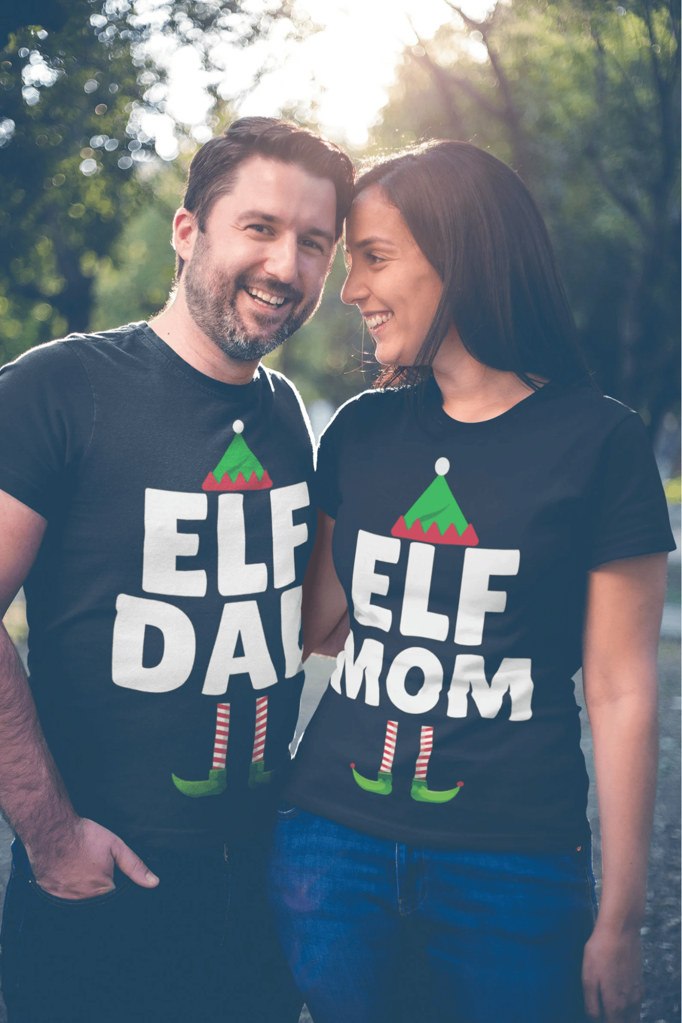 Elf christmas t shirt for couples