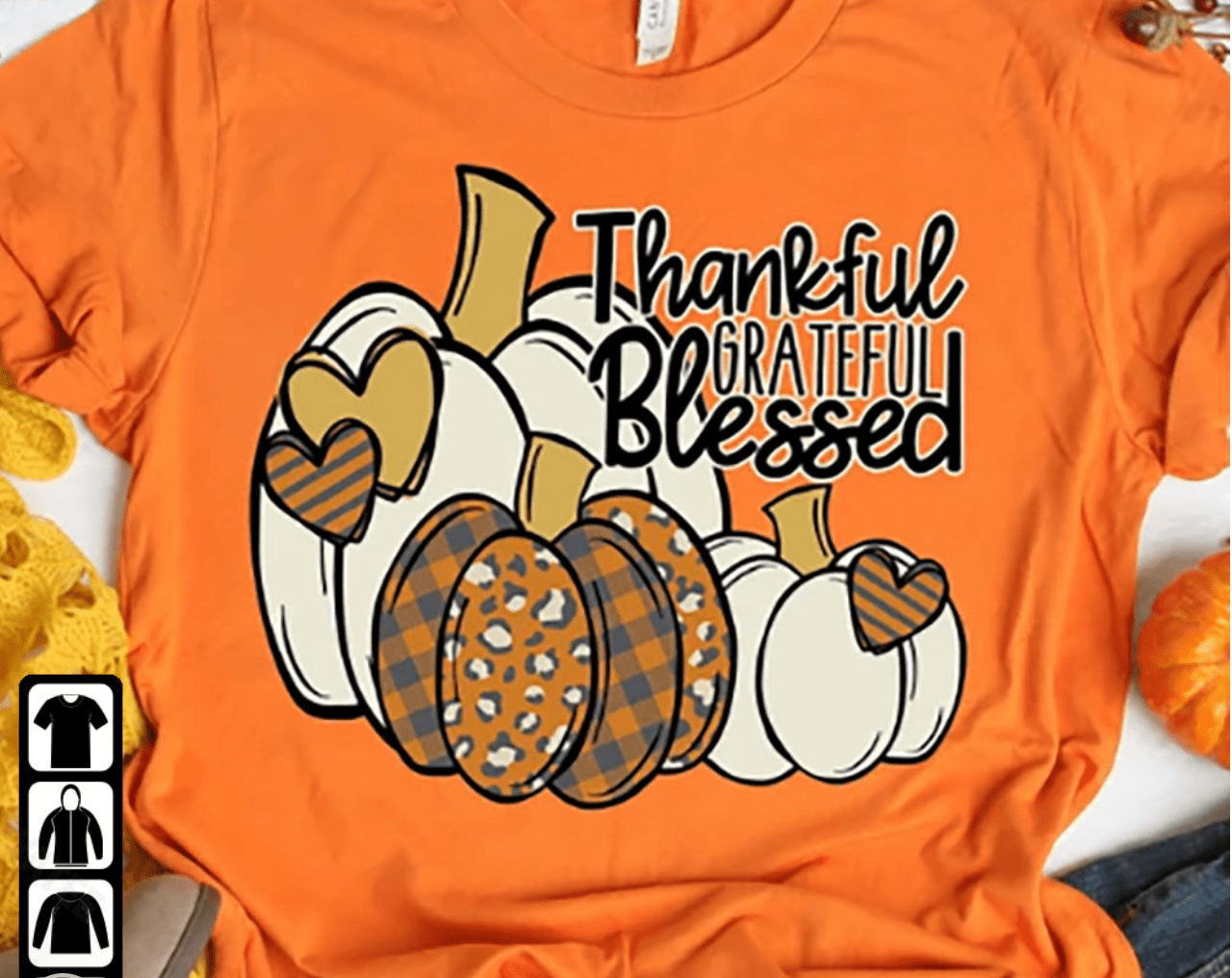thankful grateful blessed pumpkin shirt