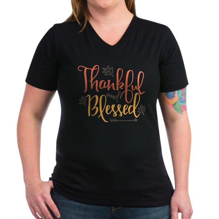 v-neck thanksgiving t-shirts cute