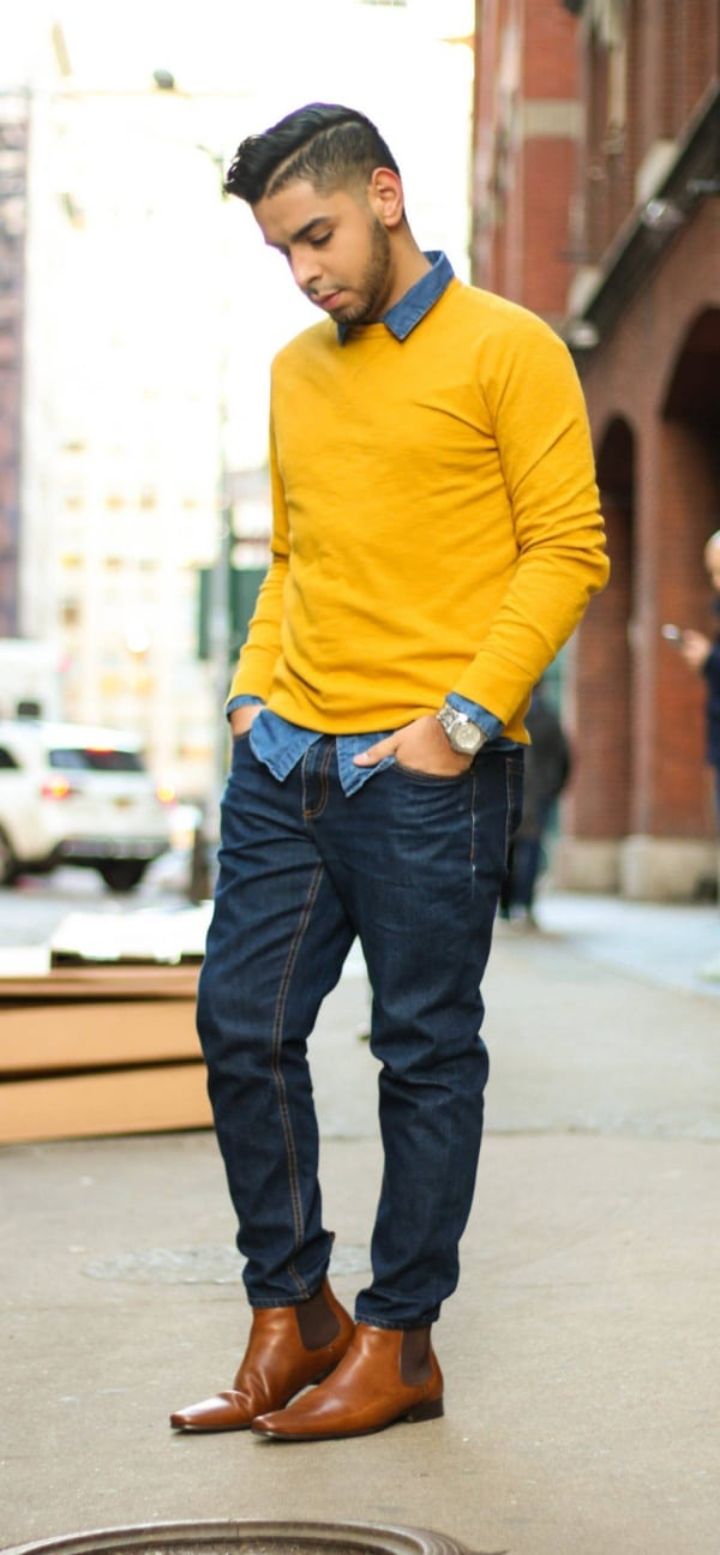 what to wear with yellow shirt