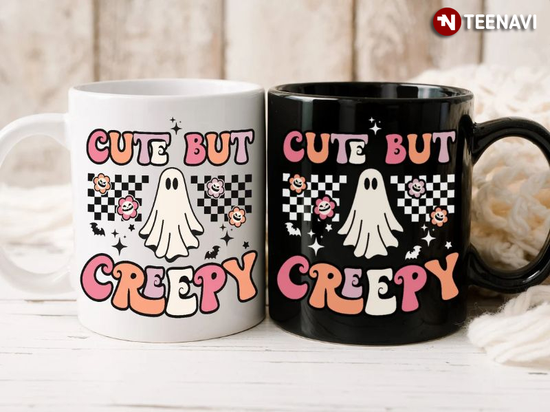 Cute But Creepy Mug, Happy Halloween Ghost Coffee Mug