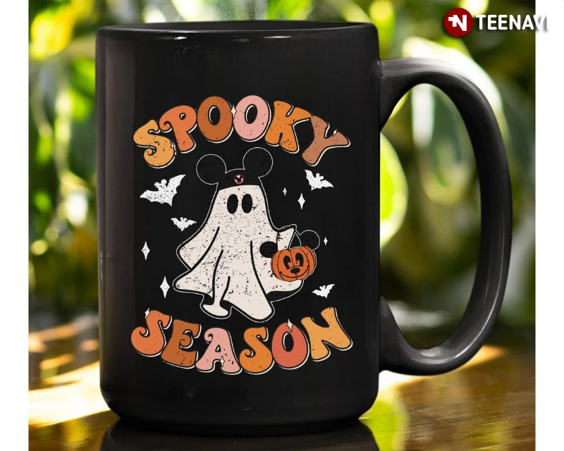 Cute Mickey Boo Spooky Season Coffee Mug, Mickey Ghost Pumpkin Halloween Mug