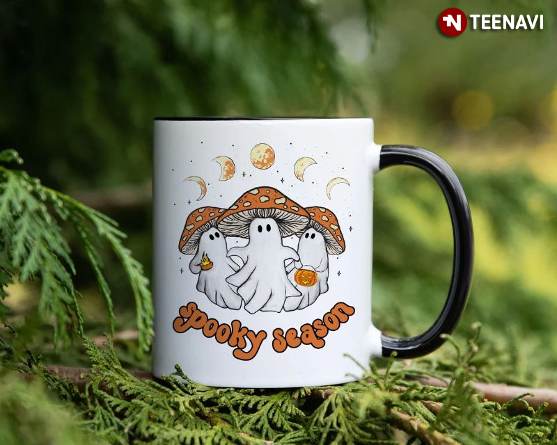 Funny Ghost Mushroom Mug, Boo Mushroom Coffee Mug, Fall Spooky Season Mug