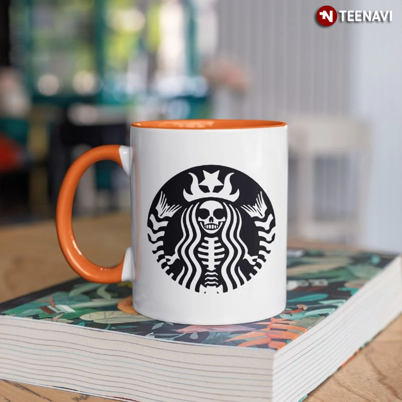 Skeleton Logo Coffee Mug, Halloween Gifts For Best Friends
