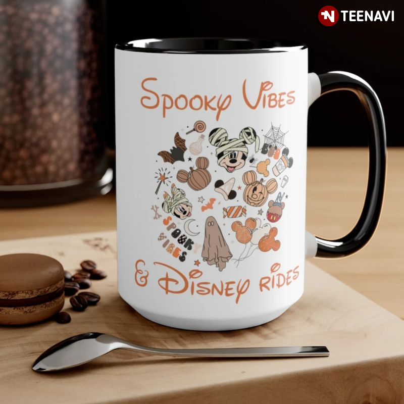 Spooky Vibes Disney Rides Mug, Fall Pumpkin Halloween Disney Coffee Mug
