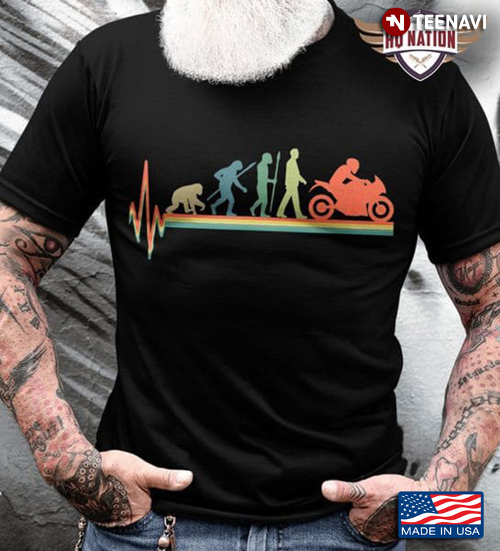 Motorcycle Shirt, Vintage Human Evolution Motorcycle Lover