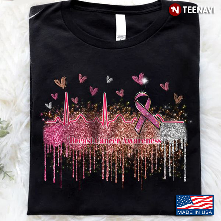 Breast Cancer Awareness Shirt, Breast Cancer Awareness Heartbeat Pink Ribbon
