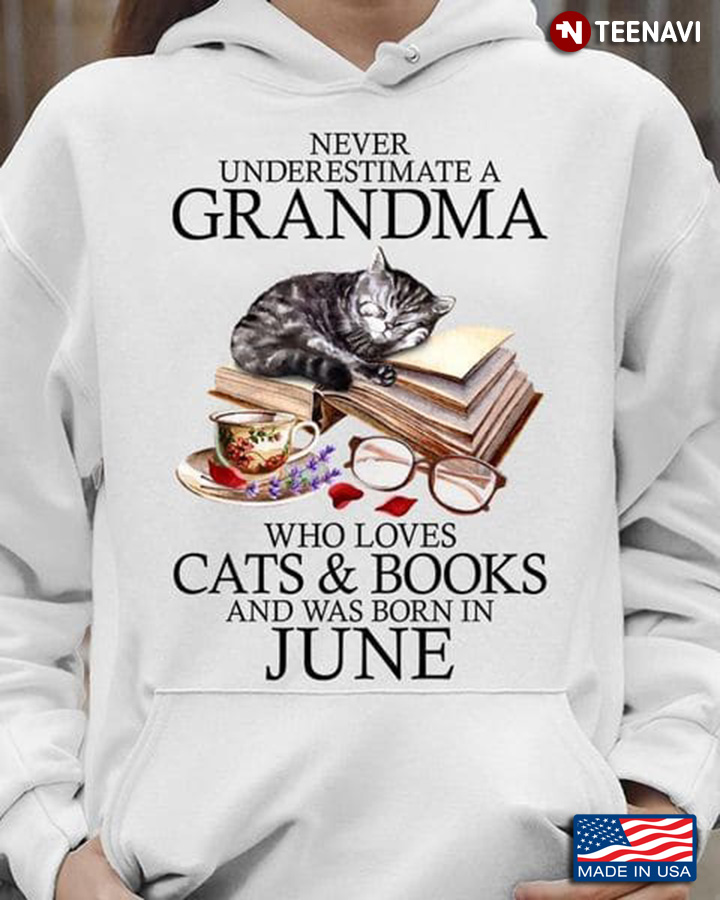 Book Cat June Shirt, Never Underestimate An Old Lady Who Loves Cats And Books