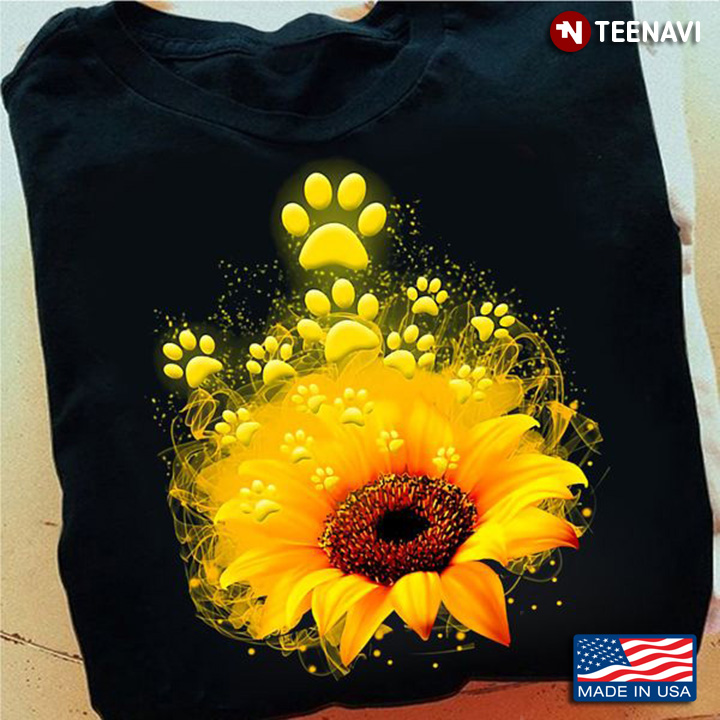 Dog Shirt, Dog Paws Sunflower